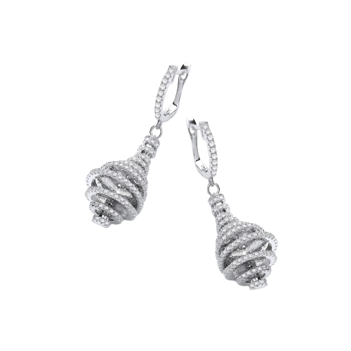 Micro Pave' Circles Layered Into a Pear Shape Cz Earrings