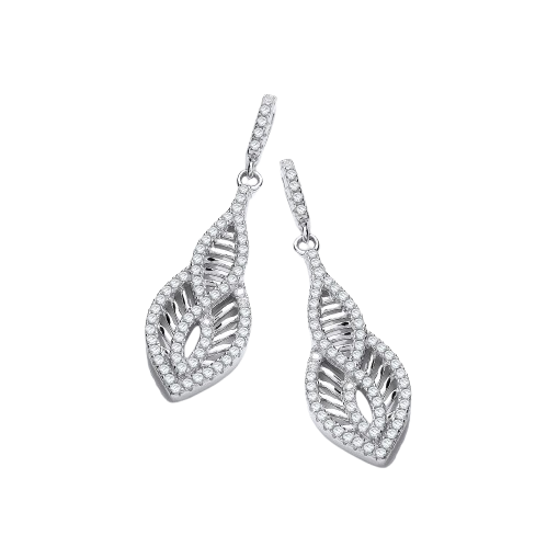 Micro Pave' Cz Encrusted Teardrop Shaped Earrings