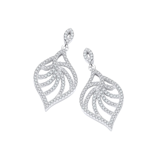Micro Pave' Leaf Shape Earrings