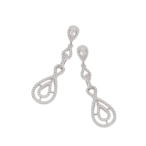Micro Pave' Cz Fancy Drop Earrings