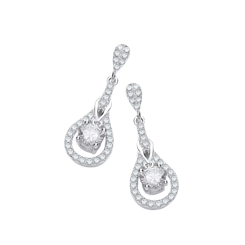 Micro Pave' Teardrop Cz Earrings