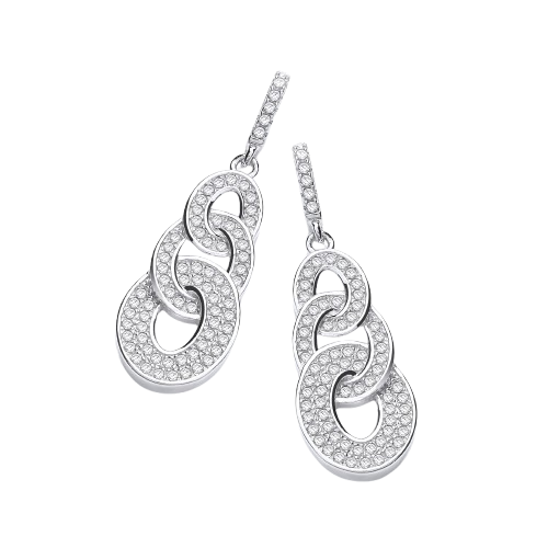 Micro Pave' Oval Intertwined Cz Drop Earrings