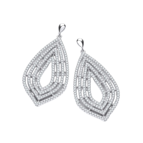 Micro Pave' Cz Large Drop Earrings