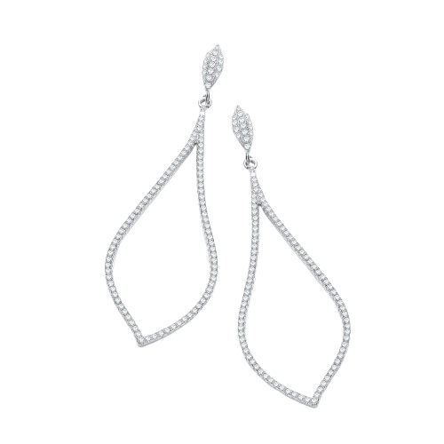 Micro Pave' Long Teardrop Cz Earrings