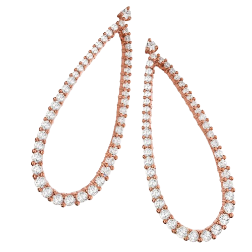 Micro Pave Rose Coated Pear Shape Drop Cz Earrings