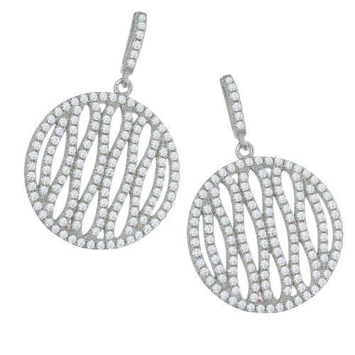 Micro Pave Fancy Round Drop Cz Earrings