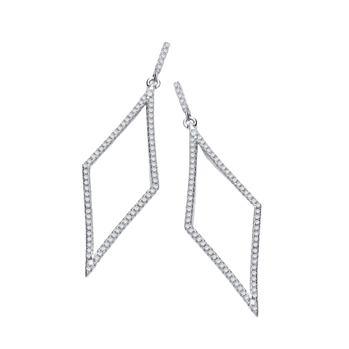 Silver Diamond Shaped Cz Drop Silver Earrings