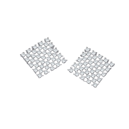 Three Multi Row Cz Stud Earrings