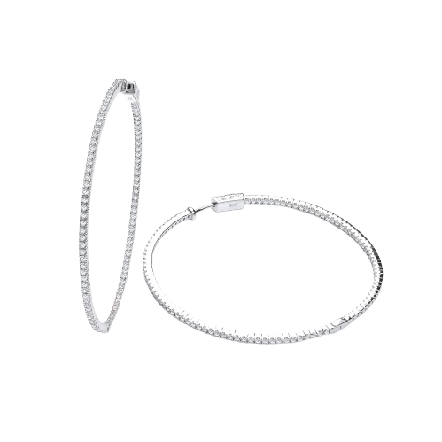 Micro Pave' 60mm Round Hoop CZ Earrings