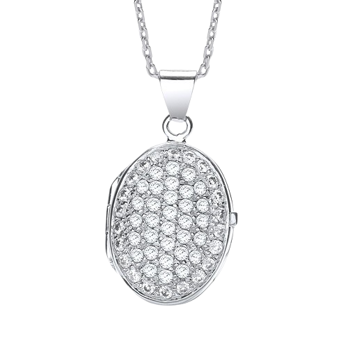 Oval Shape All Cz's on Front Locket