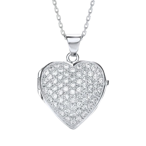 Big Heart Shape All Cz's on Front Locket