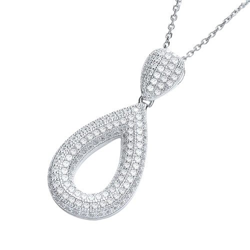 Micro Pave' Pear Shape Pendant with 18" Chain