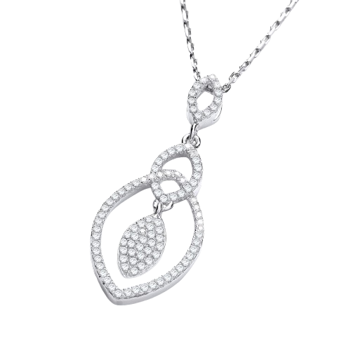 Micro Pave' Teardrop Pendant with 18" Chain