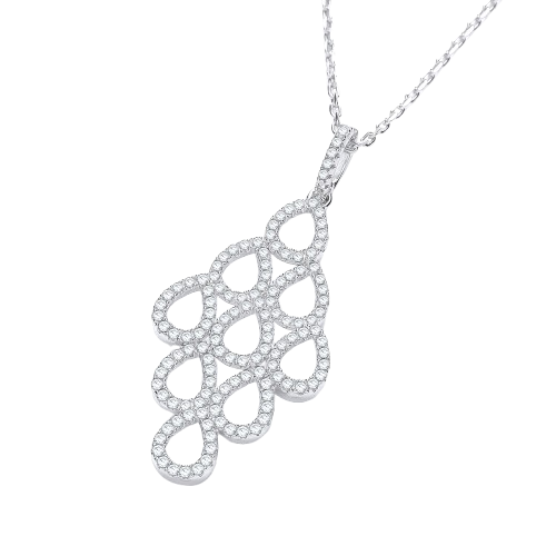Micro Pave' White Drop Pendant with 18" Chain