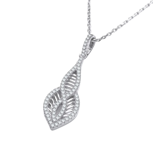 Micro Pave' Cz Teardrop Pendant with 18" Chain