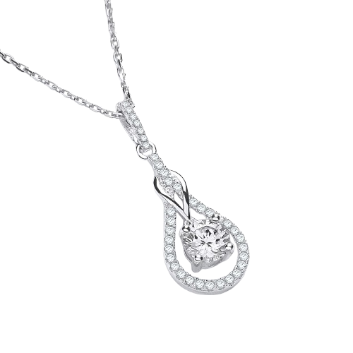 Micro Pave' Teardrop Cz Pendant with 18" Chain