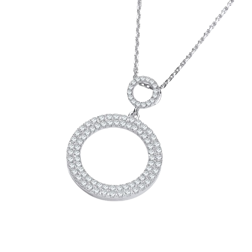 Circle of Life Pave' set Cz Pendant with 18" Chain