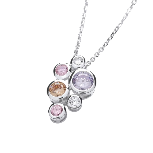 Multi Colour Rubover Pendant with Chain