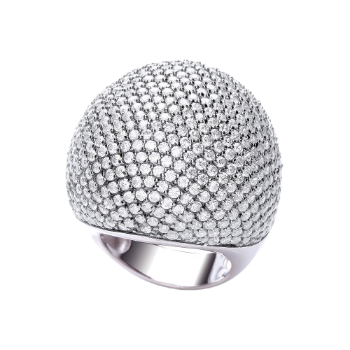 Micro Pave' Big Cocktail Ring 503 White Cz