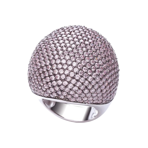 Micro Pave' Big Cocktail Ring 503 Pink Cz