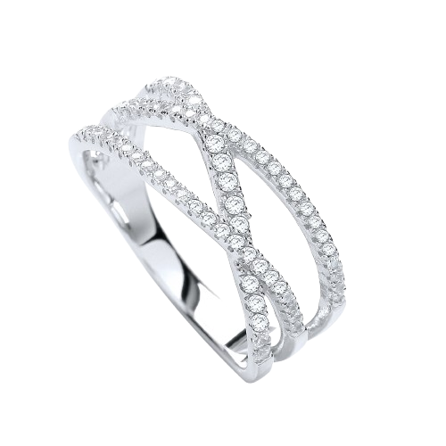 Micro Pave' 3 Row Cross Over with 61 Cz Ring