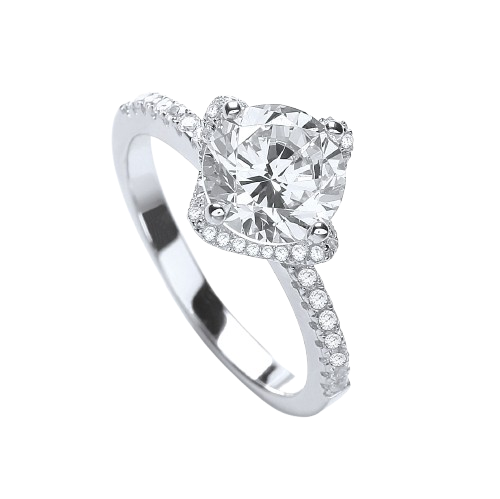 Micro Pave' High setting S/S Ring Cz on Shoulder