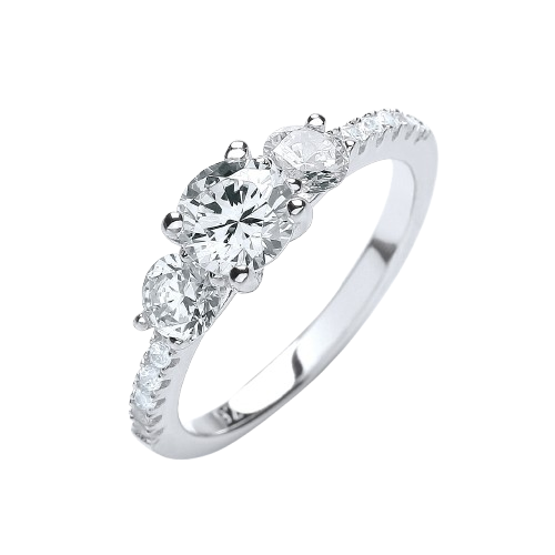 Micro Pave' Trilogy Ring & Cz on Shoulder