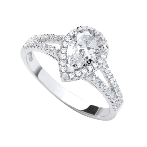 Micro Pave' Pear Shape Split Shank Cz Ring