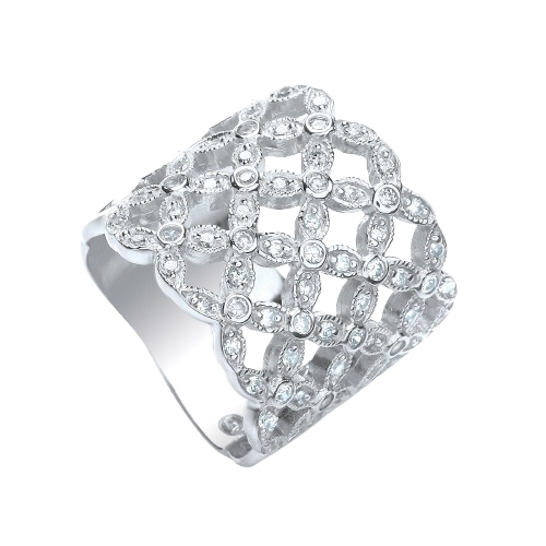 Multi-Row Fancy Flower Cz Ring