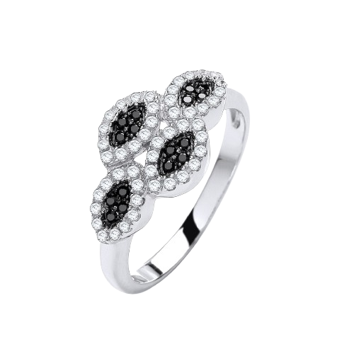 Micro Pave' Black/White Cz Ring