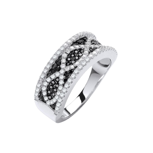 Micro Pave' Black/White Cz Ring