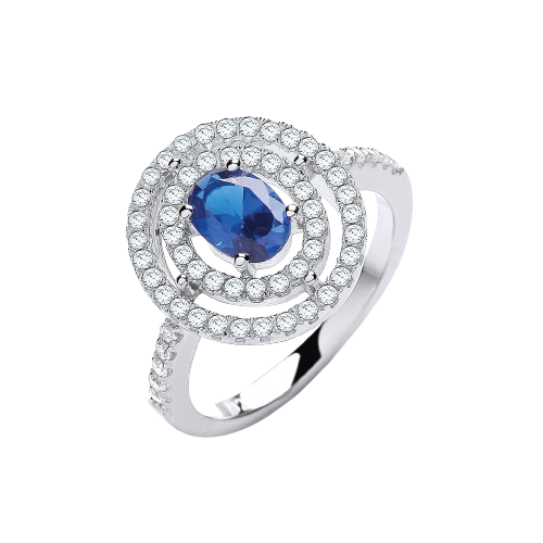 Micro Pave' Sapphire/White Cz Ring