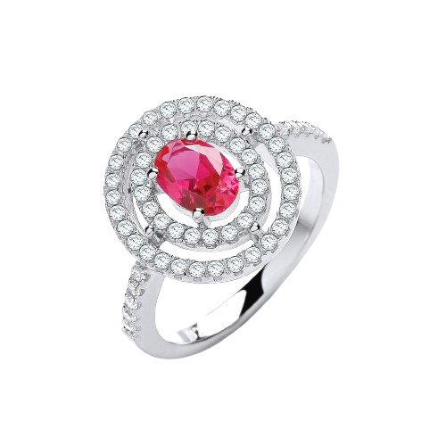 Micro Pave' Red/White Cz Ring