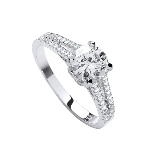 Micro Pave' Split Shank Solitaire Cz Ring