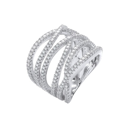 Micro Pave' Six Rows of Clear Cz Ring