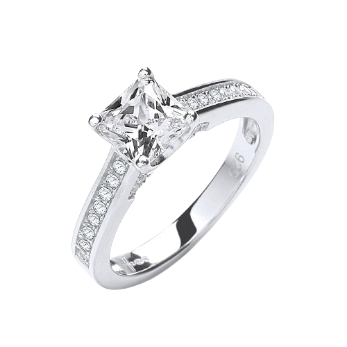 Micro Pave' Princess Cut with Shoulder Cz 's Ring