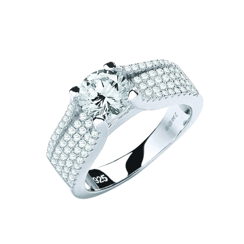 Micro Pave' Round Brilliant Centre Cz Ring