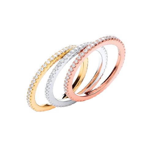 Micro Pave' W/Y/R Full ET Cz Ring