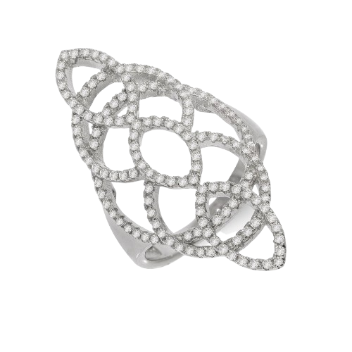 Micro Pave Silver Cz Ring