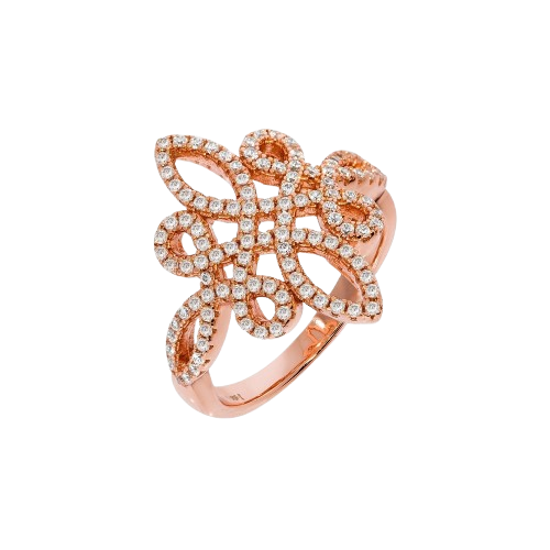 Micro Pave Rose Coated Fancy Silver Cz Ring