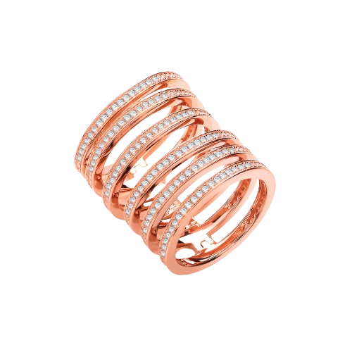 Rose Coated Silver Full Finger Hindged Knuckle Ring