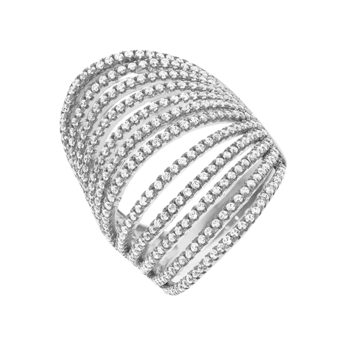 Micro Pave' 12 Row's of Cz Silver Ring