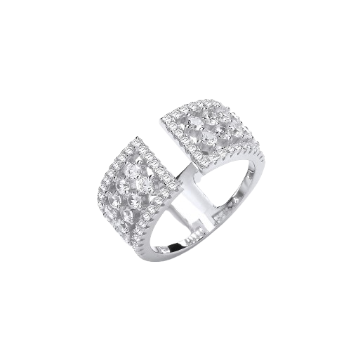 Silver Open Ring with Micro Pave Cz's