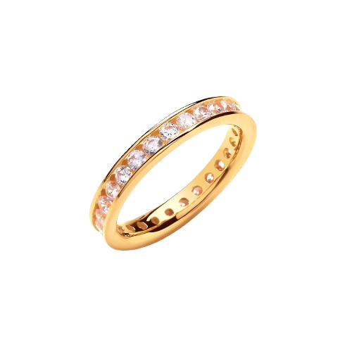 3mm Full ET Rd/Bril. Cz YG Plated Silver Ring