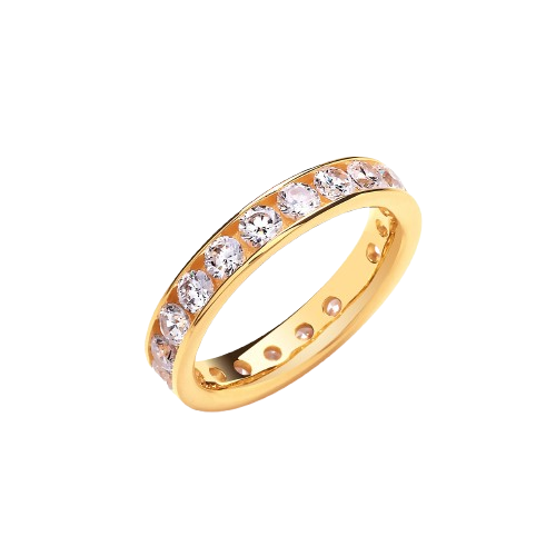 4mm Full ET Rd/Bril. Cz YG Plated Silver Ring