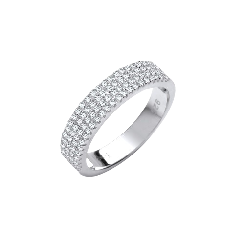 Micro Pave' Half ET Cz Silver Ring