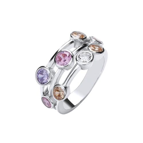 Multi Colour Rubover CZs Ring