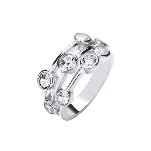 Timeless Style Rubover set CZs Ring