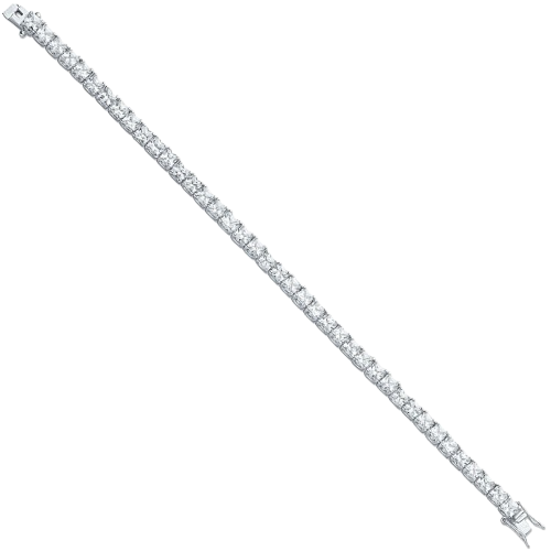 Silver 4.3mm Princess Cut Cz Tennis Bracelet