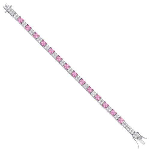 Silver Pink Tennis 6.2mm Bracelet